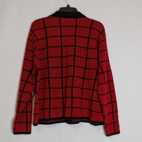 WILLOW RIDGE Red/Black Long Sleeve Button Short Sweater Cardigan; Size XL - Picture 2 of 4